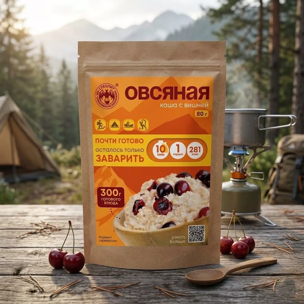 Овсяная каша с вишней СПЕЦПИТ Крафт 80 гр. с доставкой по России | BreadyФото 2