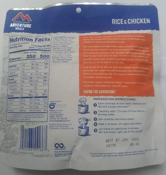 Курица с рисом Mountain House Маунтин Хаус RICE & CHICKEN 120 г с доставкой по России и в Казахстан | BreadyФото 1