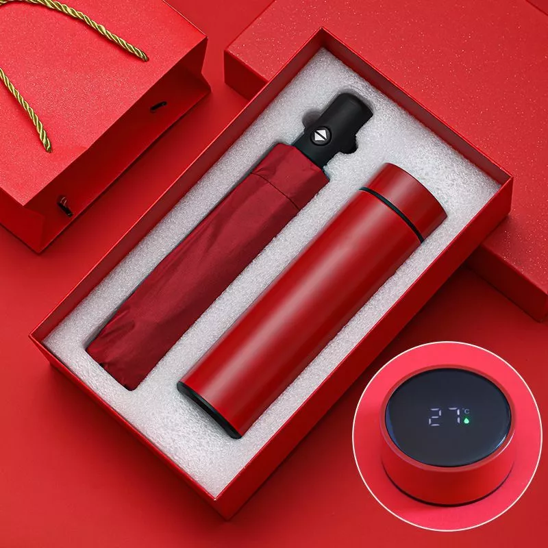 Подарочный набор "Термос с зонтом" (красный) с доставкой по России | BreadyФото 0