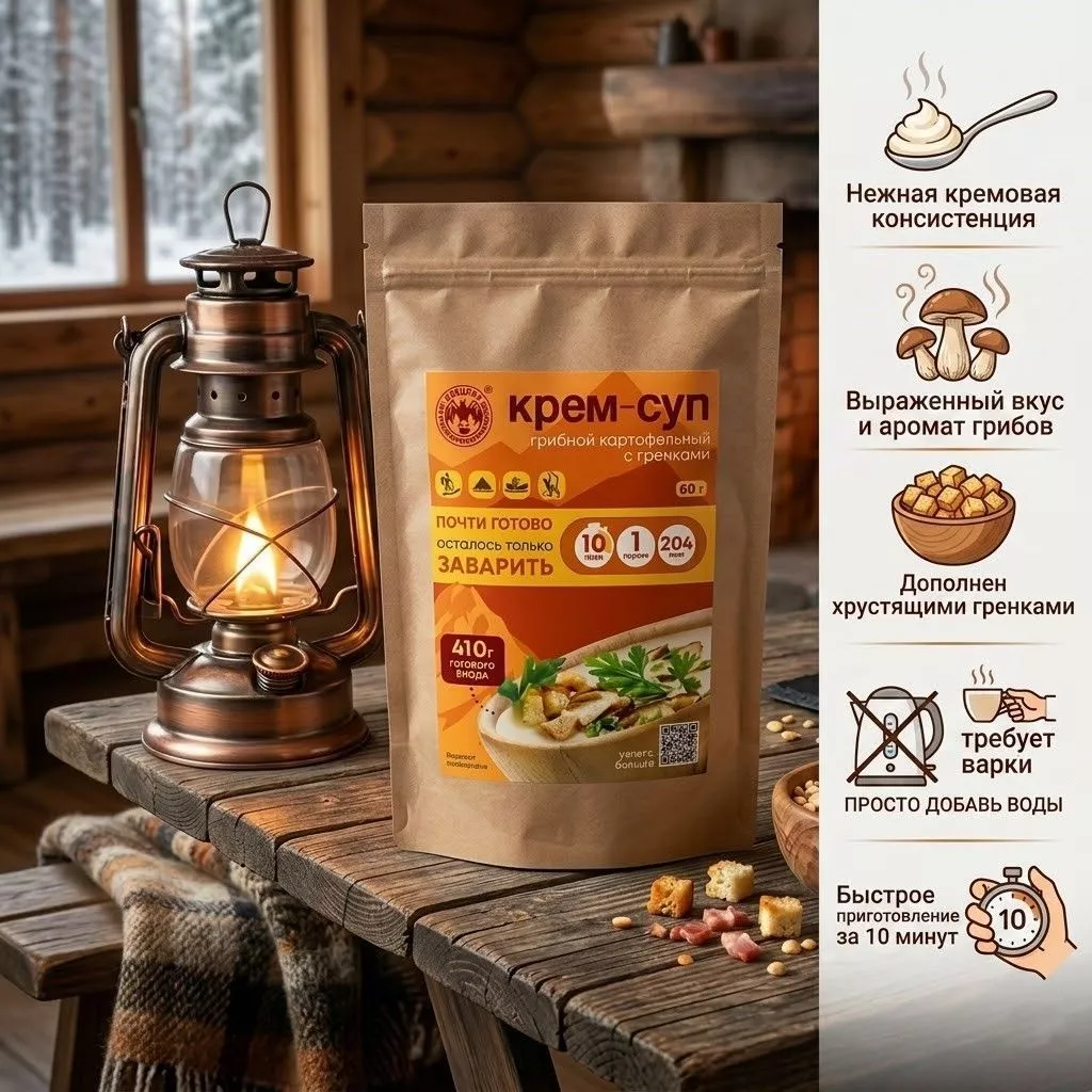 Крем-суп грибной с гренками СПЕЦПИТ Крафт 60 гр. с доставкой по России | BreadyФото 1