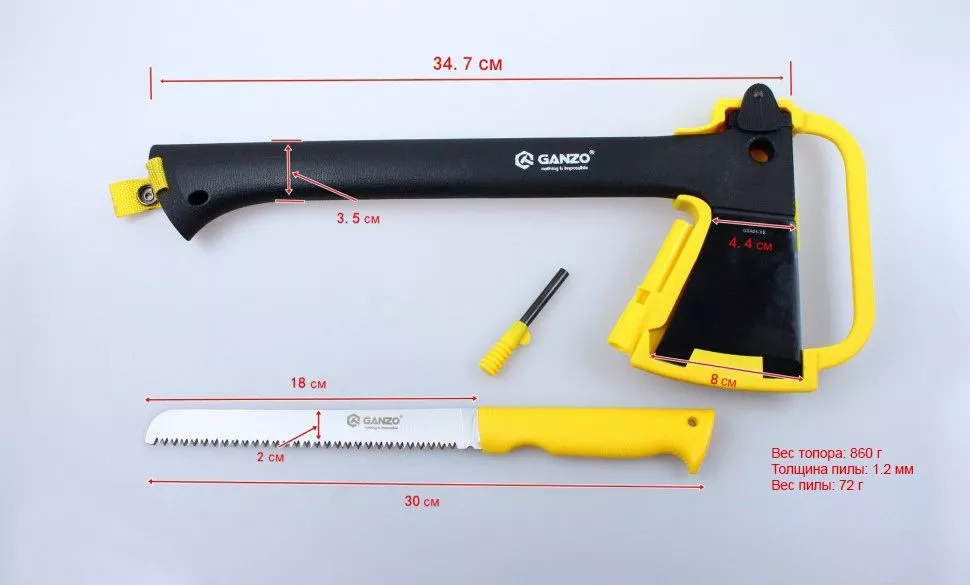 Топор Ganzo GSA01 черно-желтый с доставкой по России и в Казахстан | BreadyФото 9