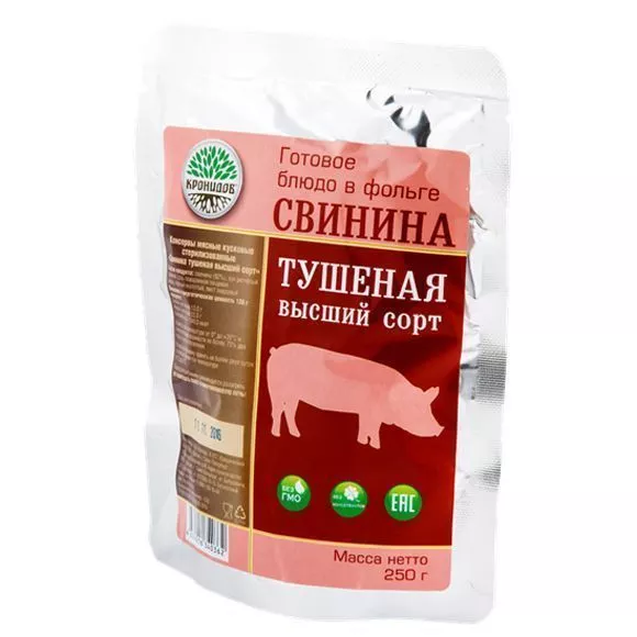 Свинина тушеная высший сорт "Кронидов" 250 г с доставкой по России и в Казахстан | Bready