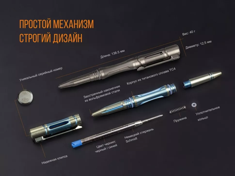 Набор Fenix ручка T5Ti + фонарь F15 синий с доставкой по России и в Казахстан | BreadyФото 6