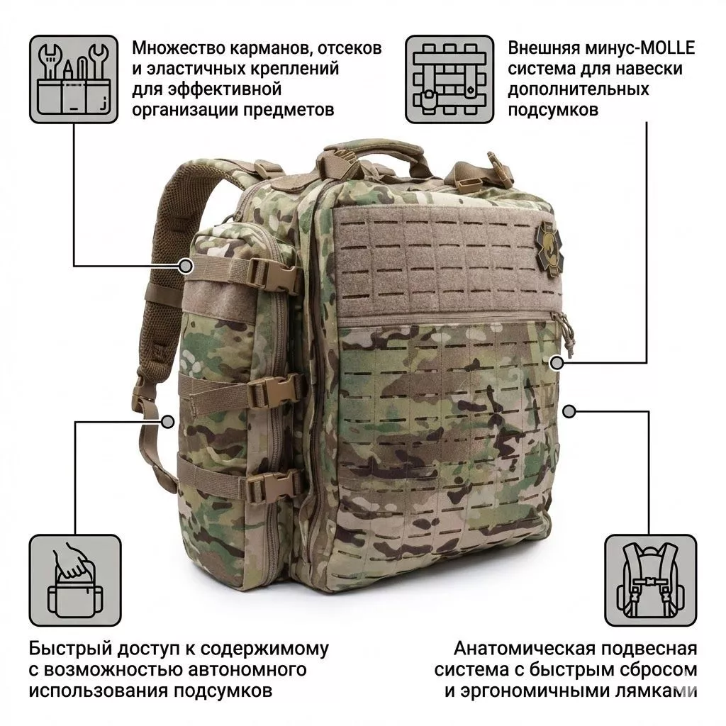 Медицинский тактический рюкзак Rhino Rescue 40 литров  HWJB0051 с доставкой по России | BreadyФото 1