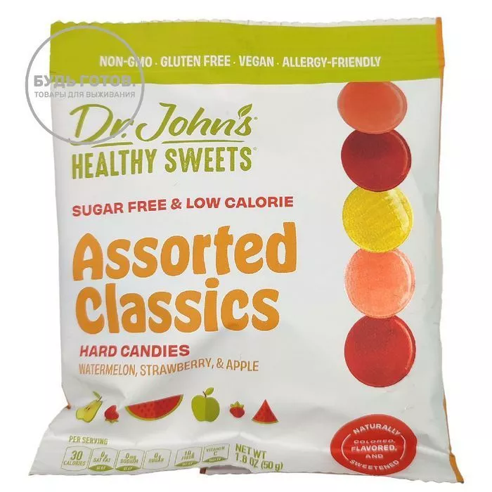 Леденцы Dr.Johns Assorted Classics Hard Candies (арбуз, клубника, яблоко) с доставкой по России | Bready