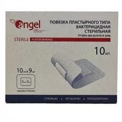 Повязка пластырного типа бактерицидная стерильная (Angel) 10см х 9см. (10шт, упаковка)