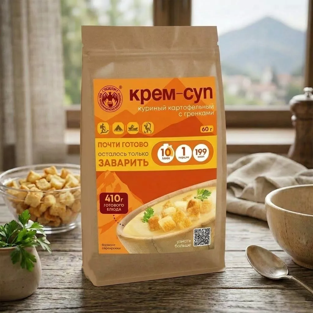 Крем-суп куриный картофельный с гренками и мясом СПЕЦПИТ Крафт 60 гр. с доставкой по России | BreadyФото 3