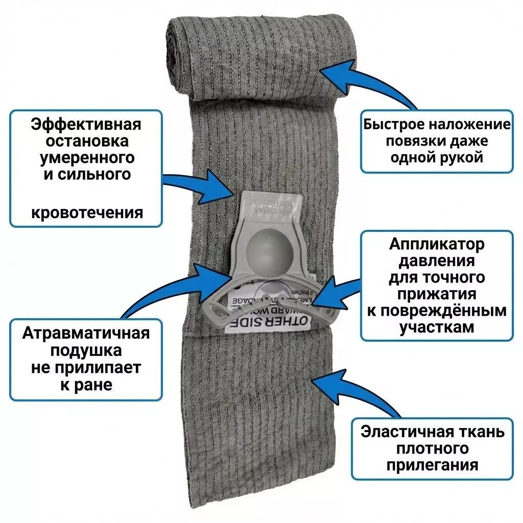 Компрессионный бандаж RHINO Rescue 6" (с аппликатором давления, 1 подушка) PZBD0162 с доставкой по России | BreadyФото 1