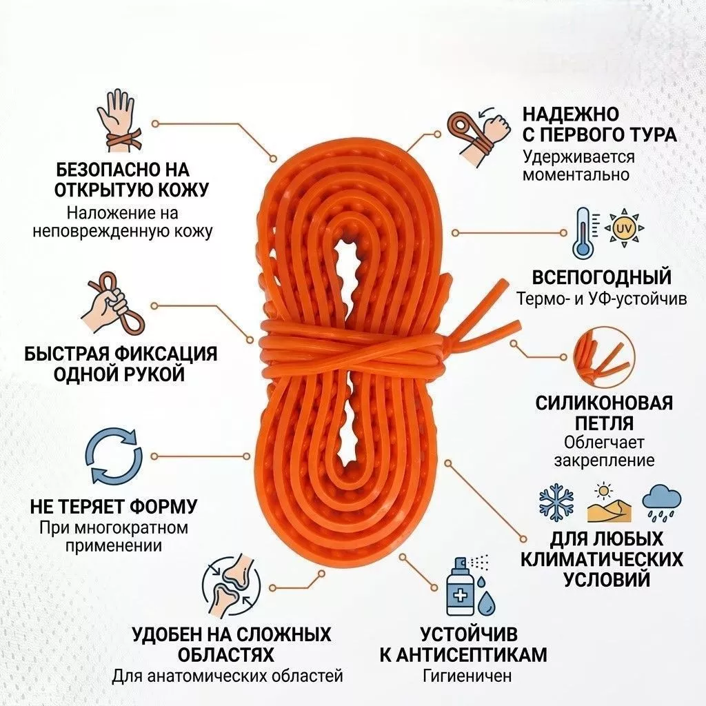 Жгут кровоостанавливающий силиконовый "АППОЛО" ЖК-СА 150 см с доставкой по России | BreadyФото 1