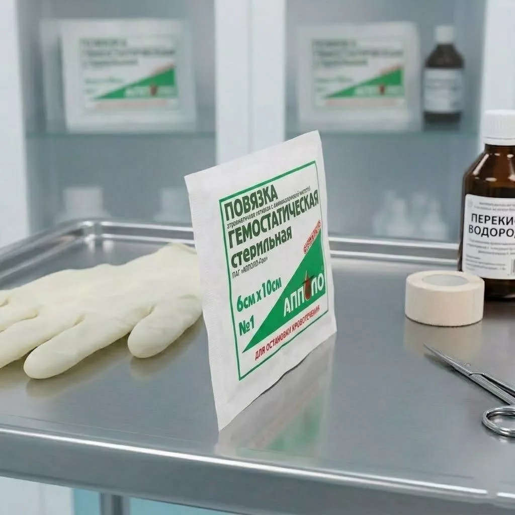 Повязка гемостатическая атравматичная с аминокапроновой кислотой АППОЛО 6х10 см с доставкой по России | BreadyФото 5