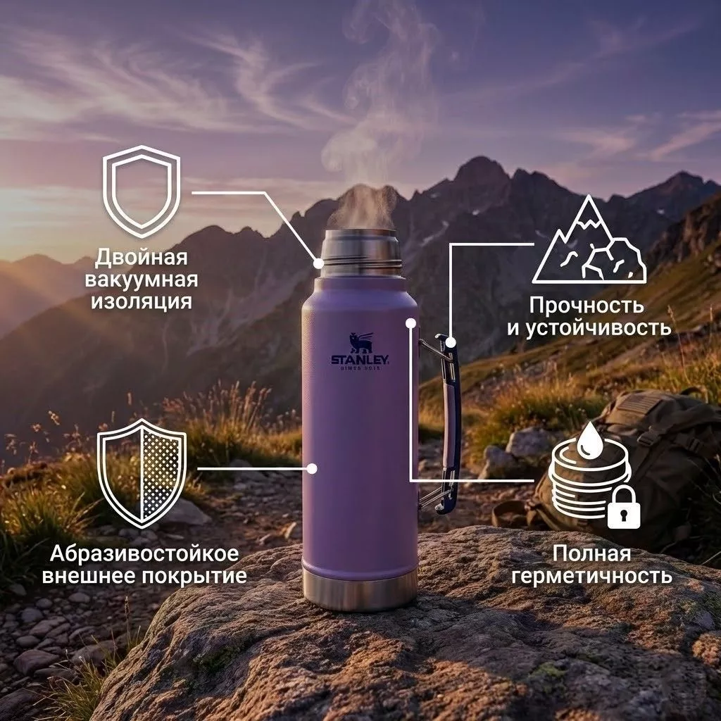 Термос STANLEY CLASSIC 10-12417-003 лавандовый,  1,4L с доставкой по России | BreadyФото 1