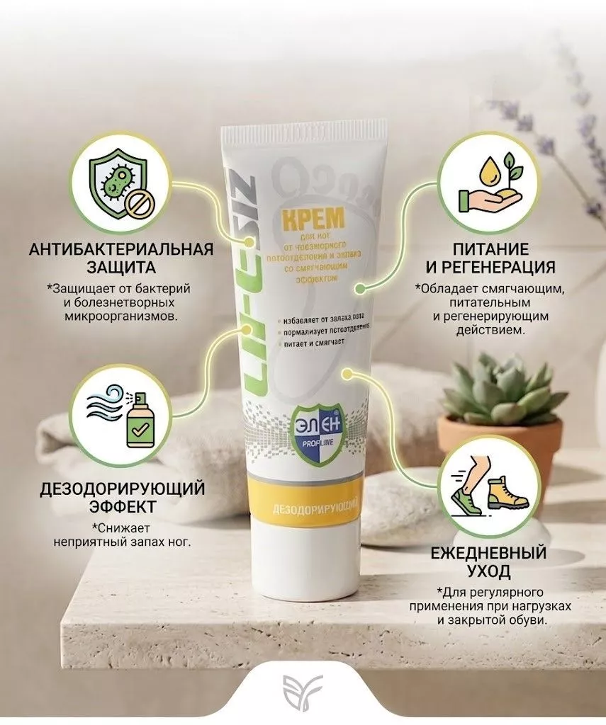 Крем для ног от чрезмерного потоотделения и запаха со смягчающим эффектом с доставкой по России | BreadyФото 1