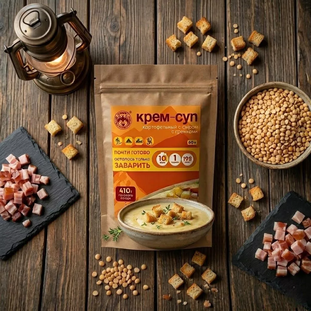 Крем-суп картофельный с сыром, гренками и мясом СПЕЦПИТ Крафт 60 гр. с доставкой по России | BreadyФото 2