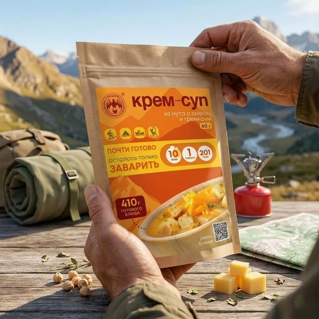 Крем-суп из нута с сыром гренками и мясом СПЕЦПИТ Крафт 60 гр. с доставкой по России | BreadyФото 4