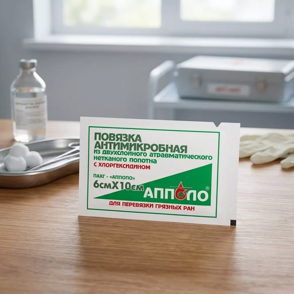 Повязка антимикробная с хлоргексидином стерильная АППОЛО 6х10 см с доставкой по России | BreadyФото 3