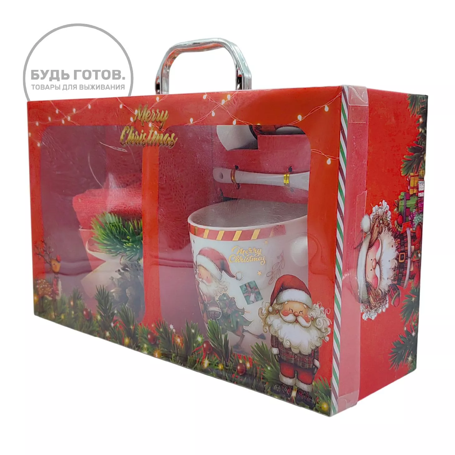 Новогодний набор (чайная пара и полотенце) с доставкой по России | BreadyФото 1