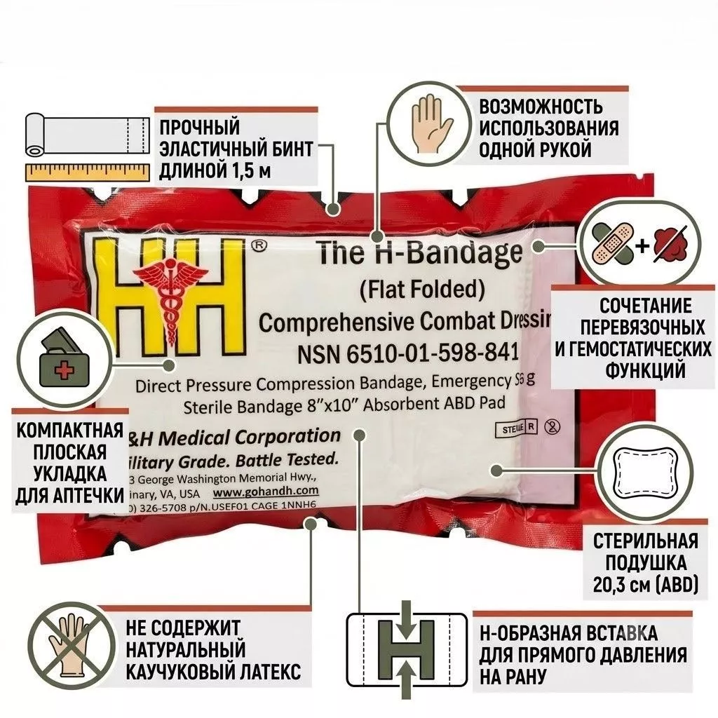 Компрессионный бандаж H-Bandage (Flat folded) H&H  с доставкой по России | BreadyФото 1