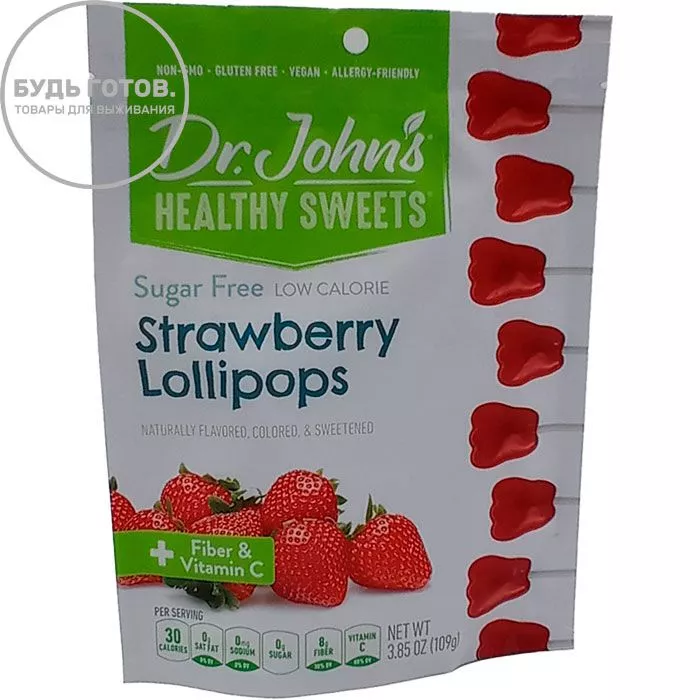 Леденцы Dr.Johns Strawberry Lollipops (клубника) с доставкой по России и в Казахстан | BreadyФото 0