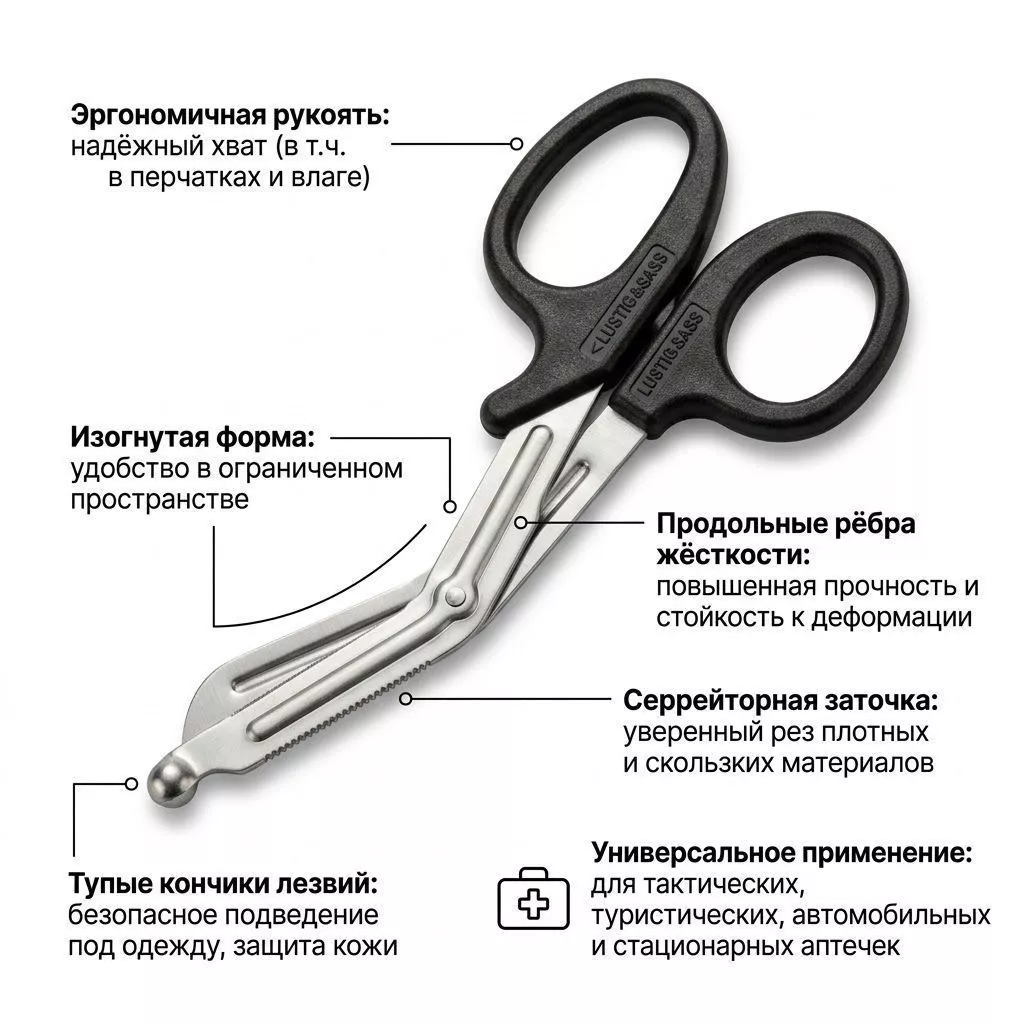 Ножницы тактические медицинские тупоконечные для полевой медицины с доставкой по России | BreadyФото 1