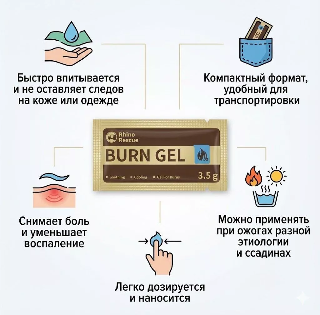 Гель противоожоговый RHINO Rescue Burn Gel 3,5 гр. с доставкой по России и в Казахстан | BreadyФото 1