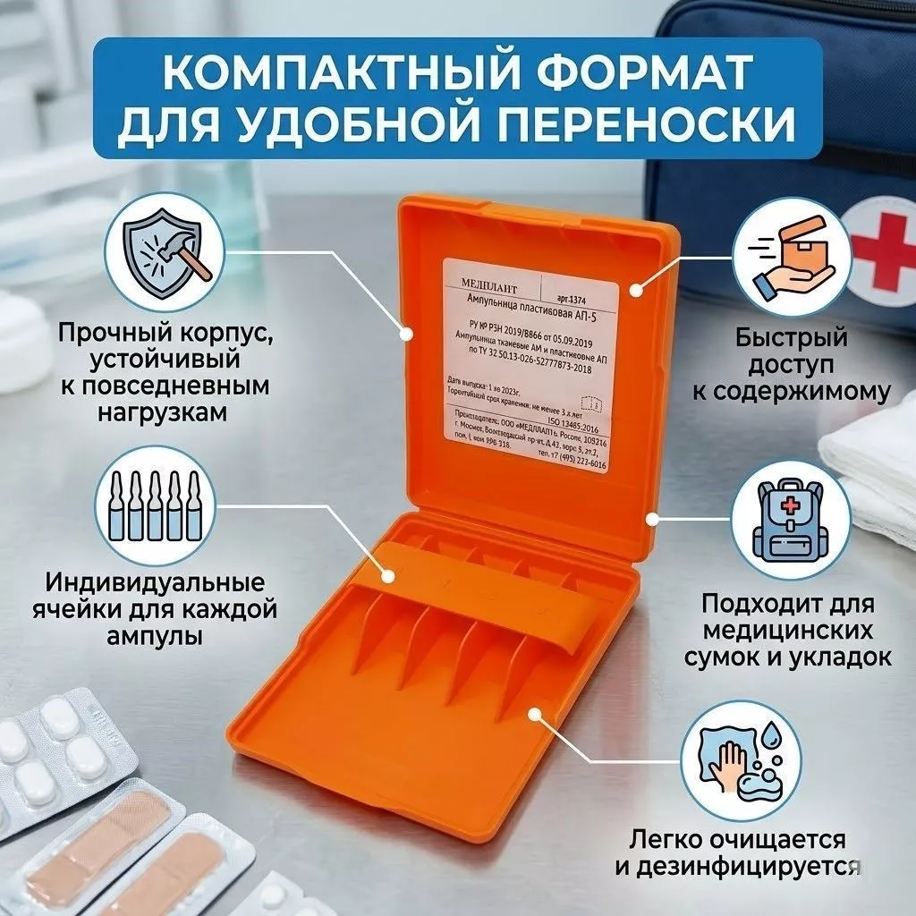 Ампульница пластиковая АП-5 (Оранжевая) с доставкой по России | BreadyФото 1