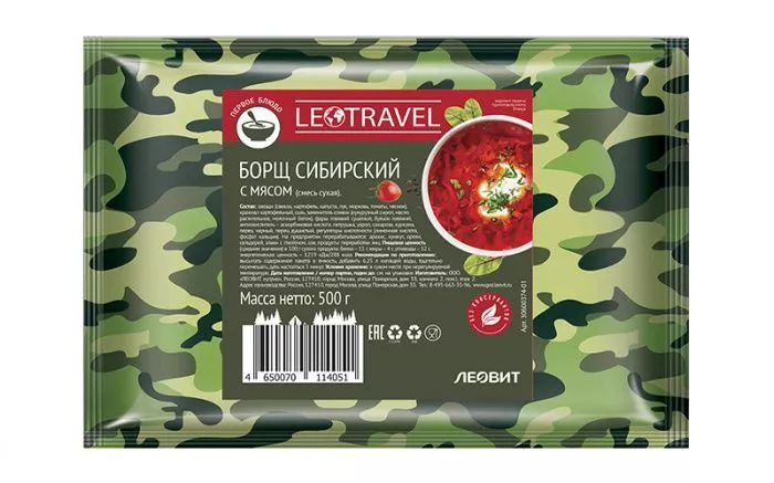 Борщ сибирский с мясом "LeoTravel" 500 гр. с доставкой по России и в Казахстан | Bready