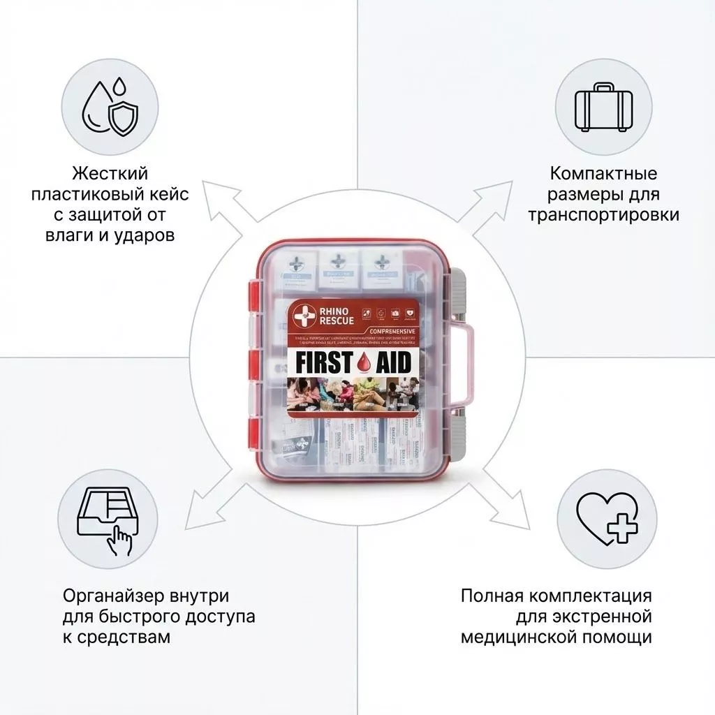 Набор первой медицинской помощи Rhino Rescue First Aid Kit CPIK0063 пластиковый кейс с доставкой по России | BreadyФото 1