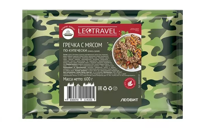 Гречка с мясом по-купечески "LeoTravel" 600 гр. с доставкой по России и в Казахстан | Bready
