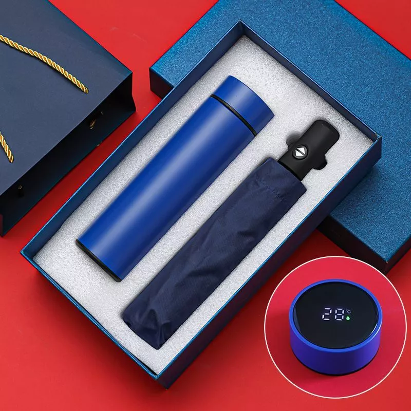 Подарочный набор "Термос с зонтом" (синий) с доставкой по России | BreadyФото 0