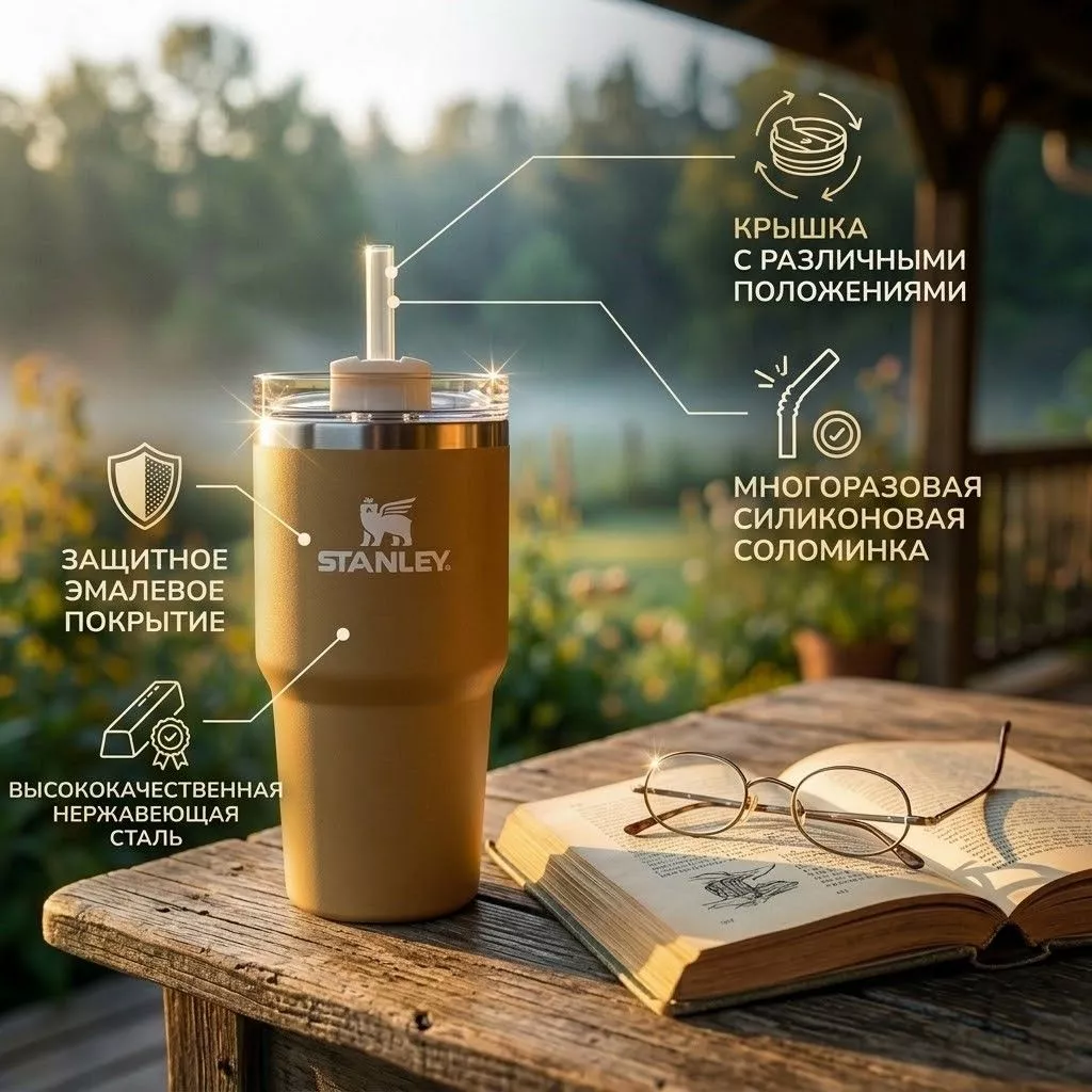 Термокружка STANLEY Adventure Quencher H2.0 FlowState Tumbler 10-11911-009 золото 591mL с доставкой по России | BreadyФото 1