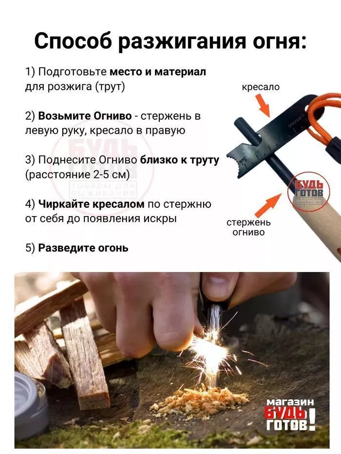 Огниво туристическое вечная спичка профессиональное с доставкой по России | BreadyФото 6