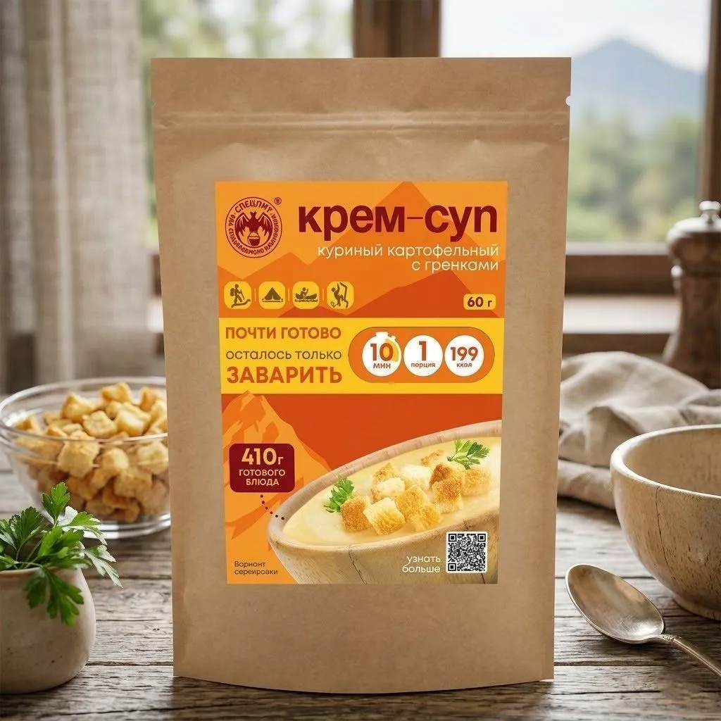 Крем-суп куриный картофельный с гренками и мясом СПЕЦПИТ Крафт 60 гр. с доставкой по России | BreadyФото 2