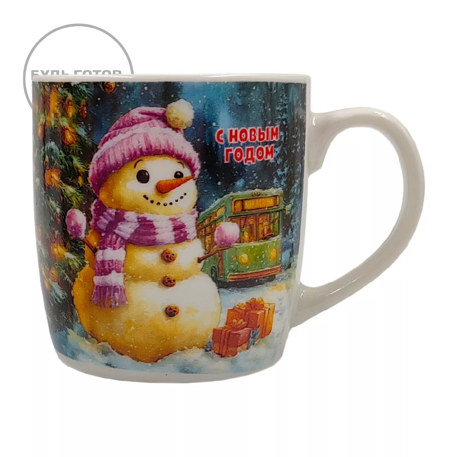 Новогодний набор зелёный (кружка, блюдце, ложка) с доставкой по России | BreadyФото 3