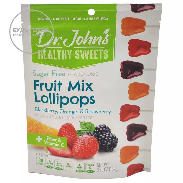 Леденцы Dr.Johns Fruit Mix Lollipops (ежевика, апельсин, клубника) с доставкой по России | BreadyФото 0