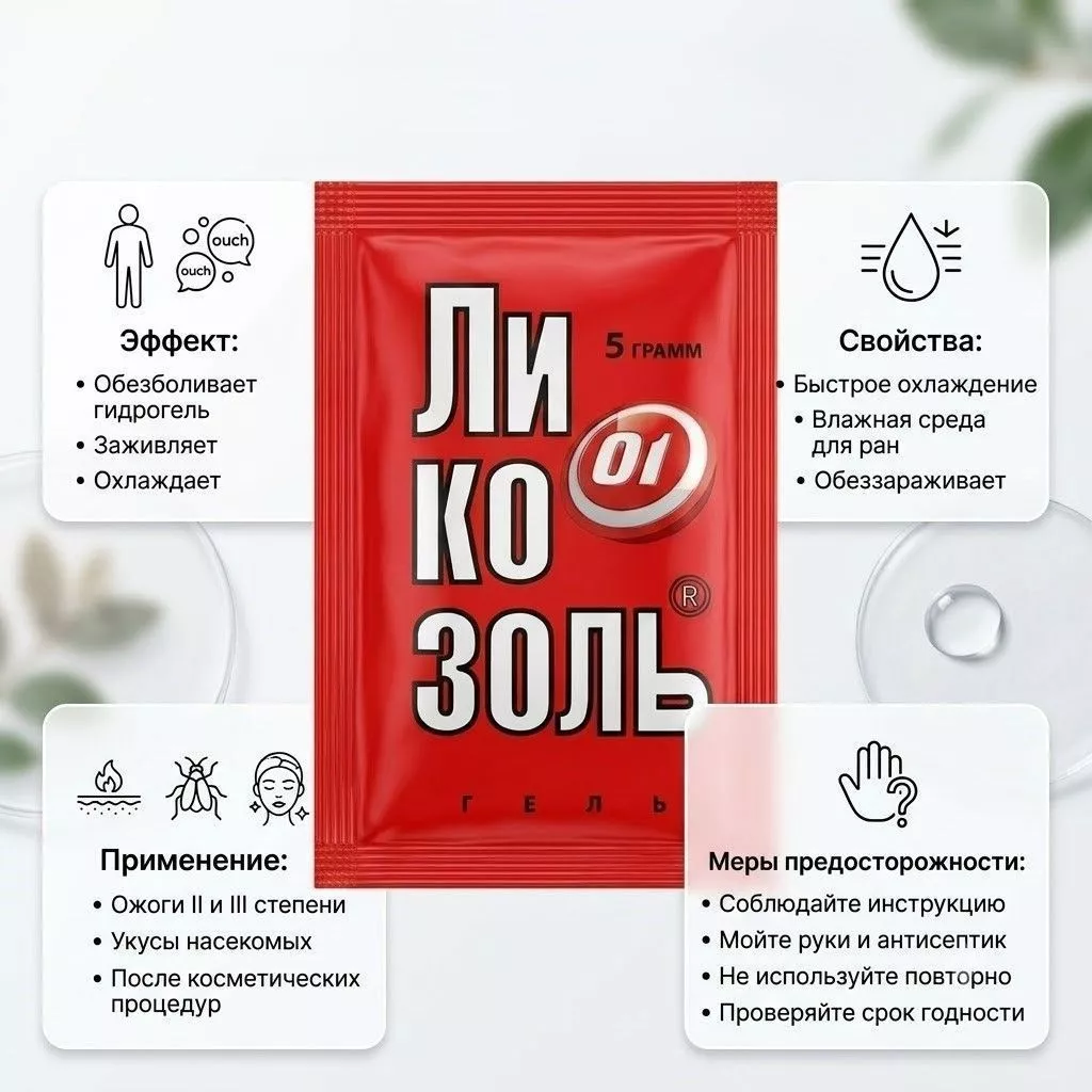 Ликозоль гель при ожогах 5 г с доставкой по России | BreadyФото 1