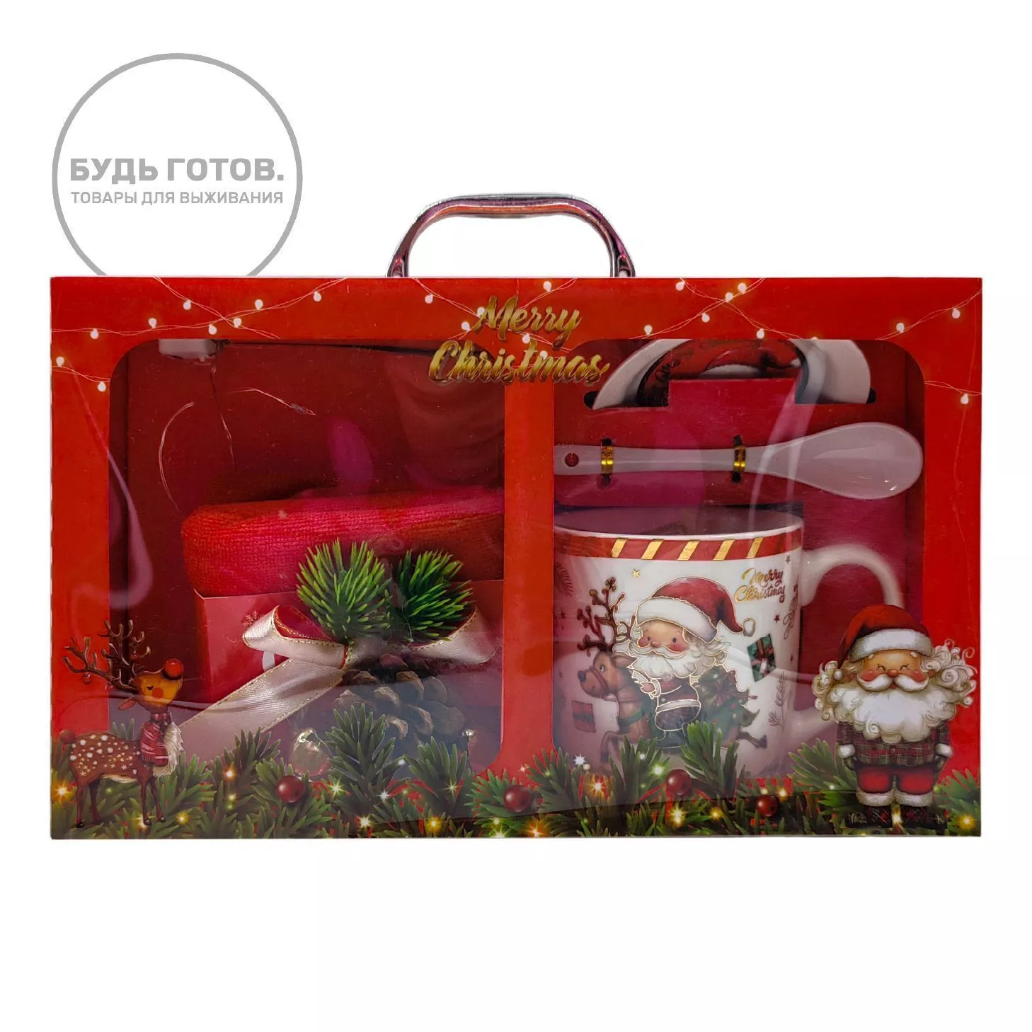 Новогодний набор (чайная пара и полотенце) с доставкой по России | BreadyФото 0