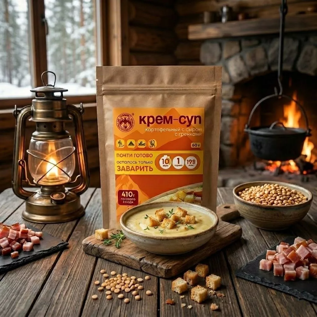 Крем-суп картофельный с сыром, гренками и мясом СПЕЦПИТ Крафт 60 гр. с доставкой по России | BreadyФото 3