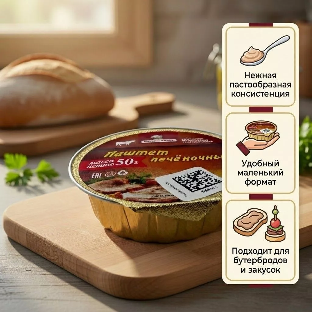 Паштет печеночный V-50, 50 г (Бизнес Повар) с доставкой по России | BreadyФото 2