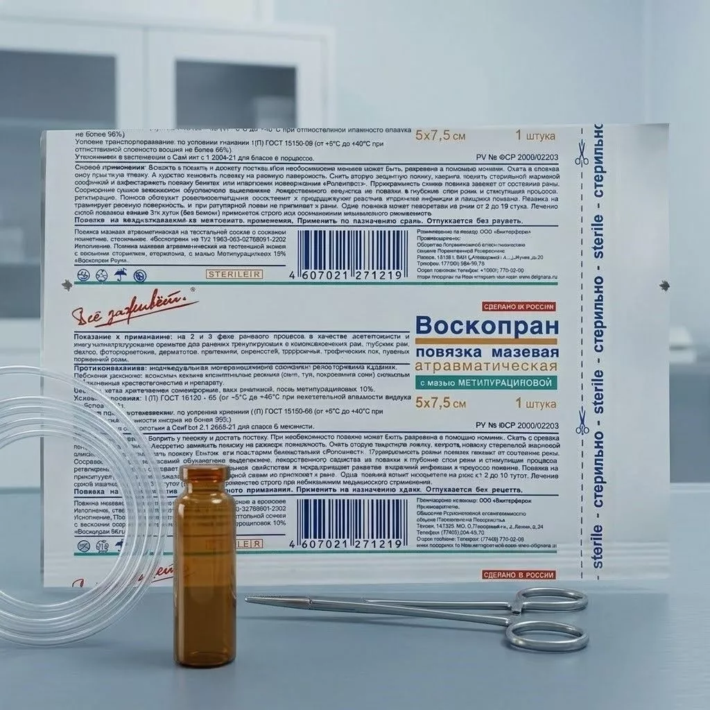 ВОСКОПРАН повязка с метилурациловой мазью 5х7,5 см (1 шт.) с доставкой по России | BreadyФото 2
