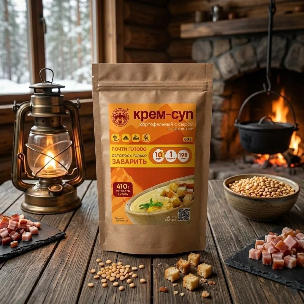 Крем-суп картофельный с сыром, гренками и мясом СПЕЦПИТ Крафт 60 гр. с доставкой по России | BreadyФото 4