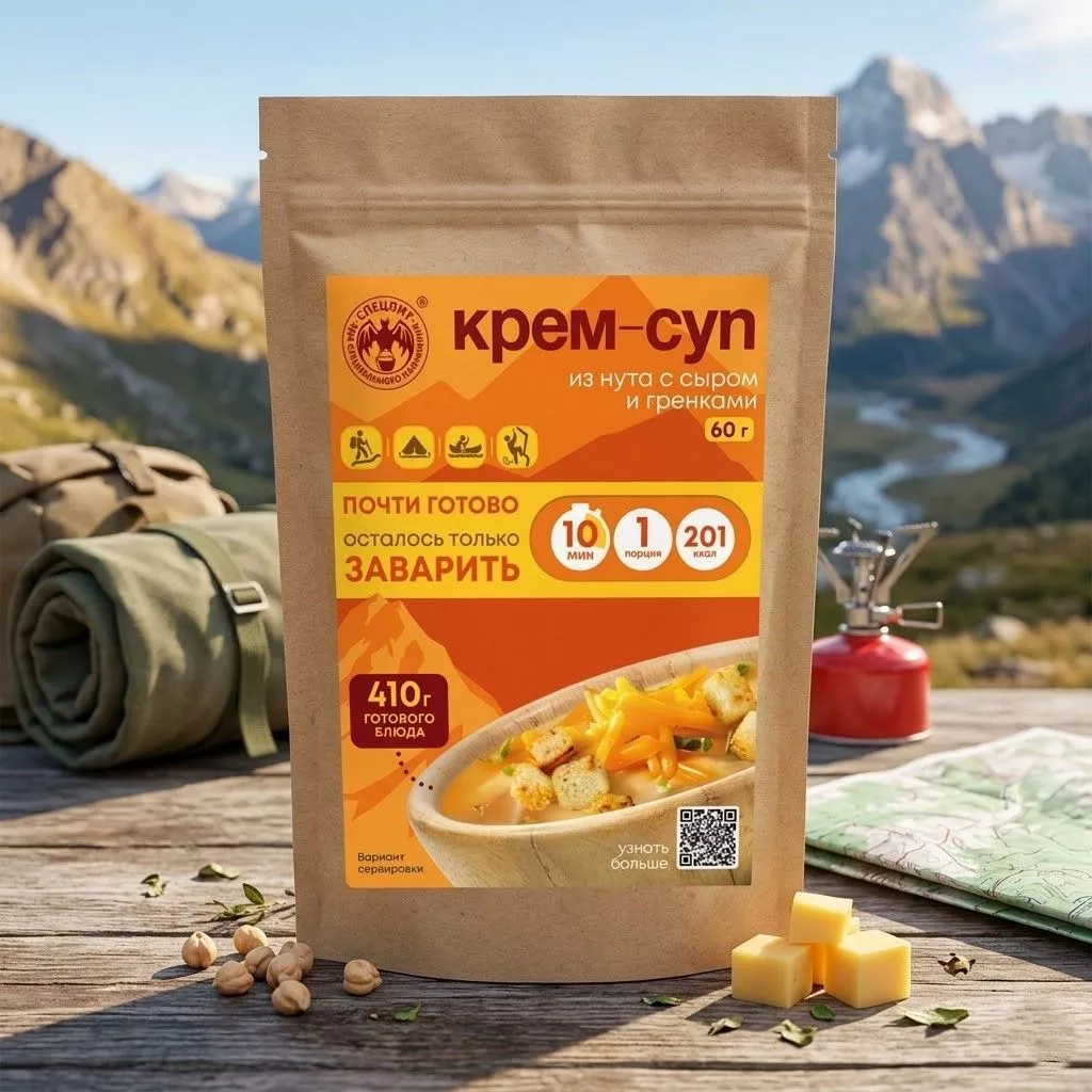 Крем-суп из нута с сыром гренками и мясом СПЕЦПИТ Крафт 60 гр. с доставкой по России | BreadyФото 3