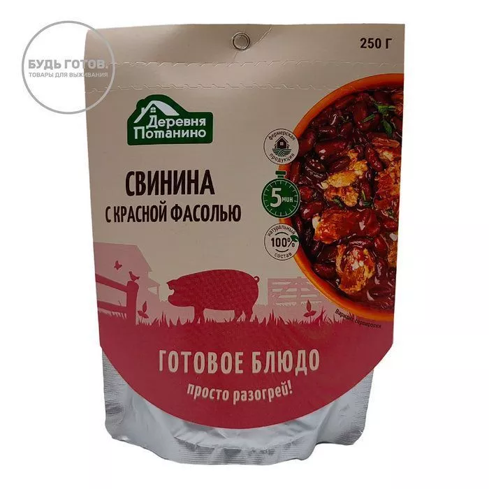Свинина с красной фасолью, 250 гр. Деревня Потанино с доставкой по России | BreadyФото 0