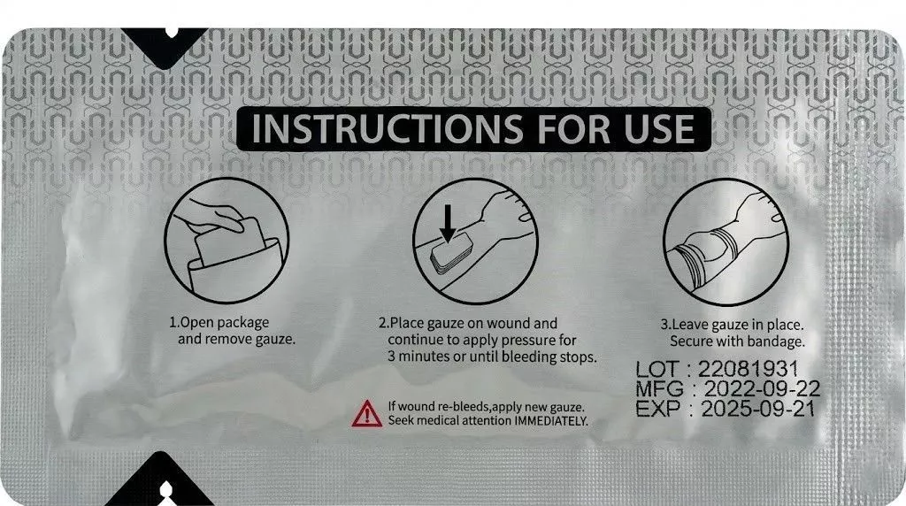 Гемостатическая растворимая повязка SOLUBLE HEMOSTATIC GAUZE 100x100 мм с доставкой по России | BreadyФото 2