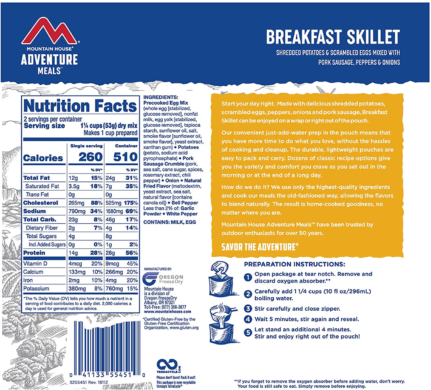 Горный завтрак Mountain House Маунтин Хаус BREAKFAST SKILLET 106 г с доставкой по России и в Казахстан | BreadyФото 3
