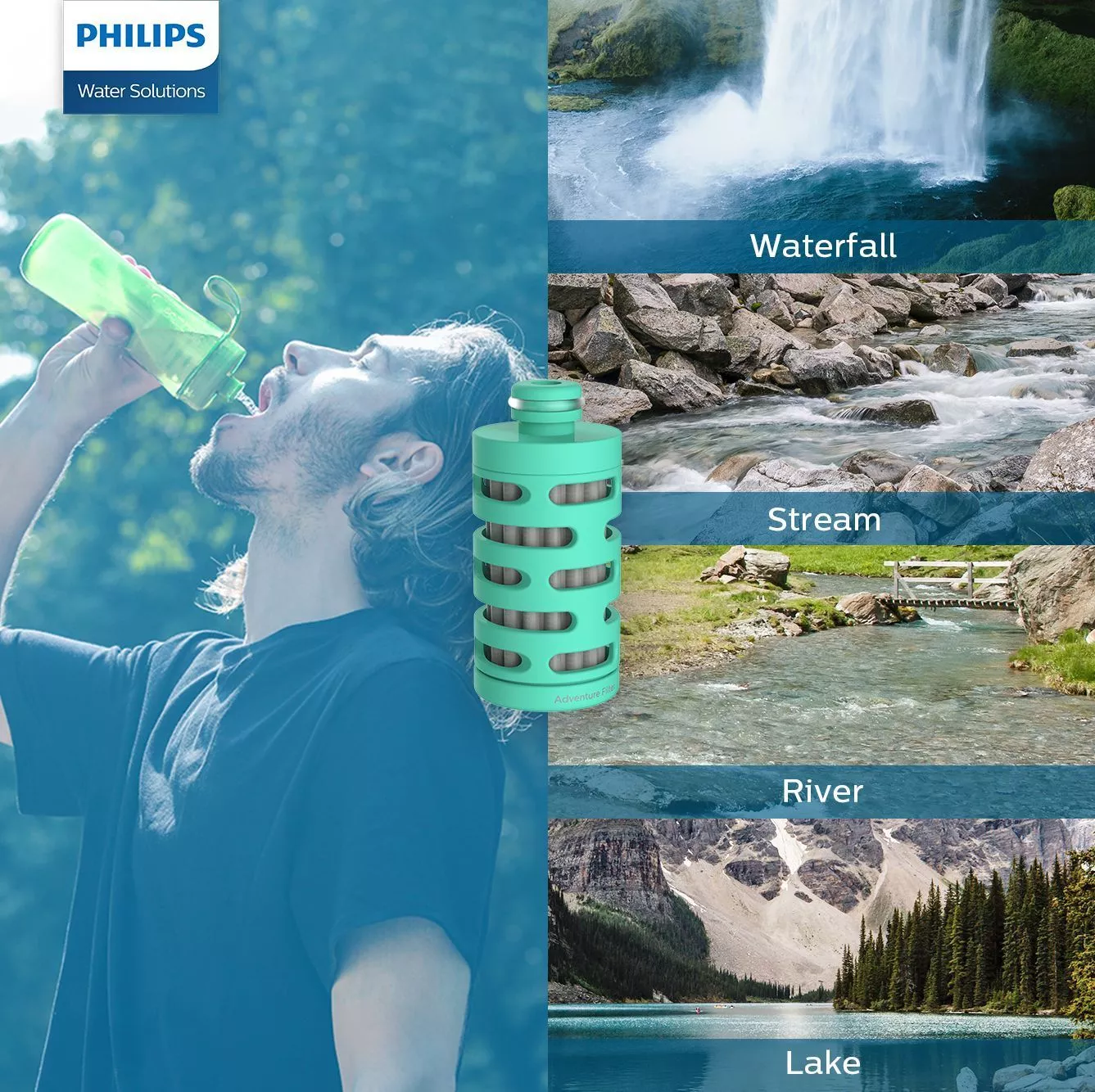 PHILIPS Бутылка-фильтр для туризма, серия Adventure AWP2722LIR/ 58 (зеленый) с доставкой по России и в Казахстан | BreadyФото 3