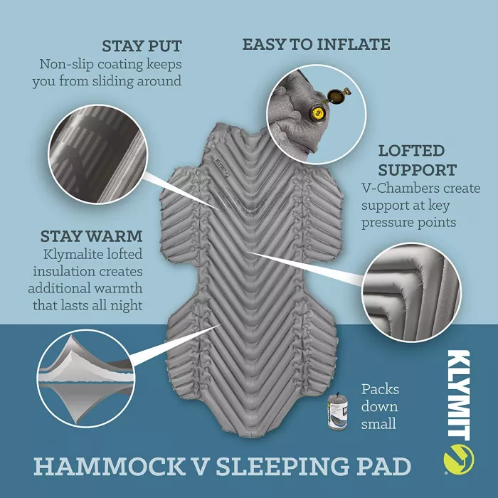 Надувной коврик KLYMIT Hammock V серый с доставкой по России и в Казахстан | Bready