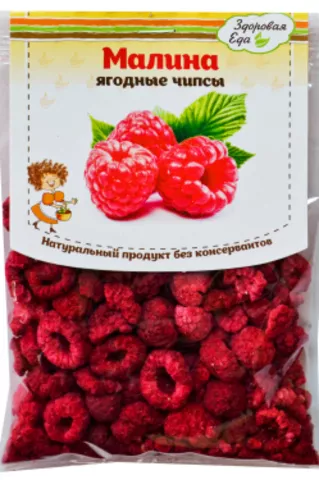 Малина сублимированная "Здоровая еда" ягодные чипсы 20 г с доставкой по России и в Казахстан | Bready